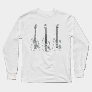 Guitar and Bass Collection Outline Light Theme Long Sleeve T-Shirt